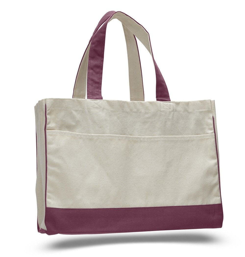 Durable Maroon Cotton Canvas Tote Bag 