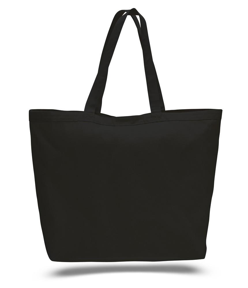 Large Promotional Cotton Tote Bags With Velcro Closure Black